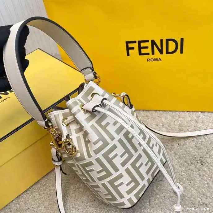 Cheap Calf White In Bag Mini Fendi Bucket Mon FF Motif Leather Tresor 0324 HOT SALE